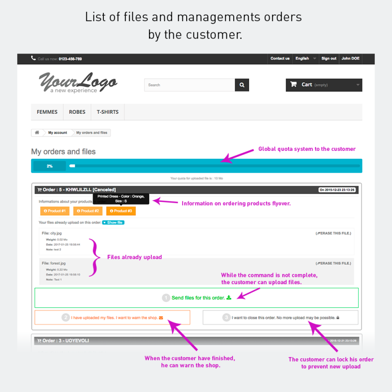 Upload files by customer