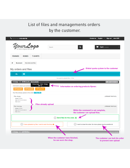 Upload files by customer