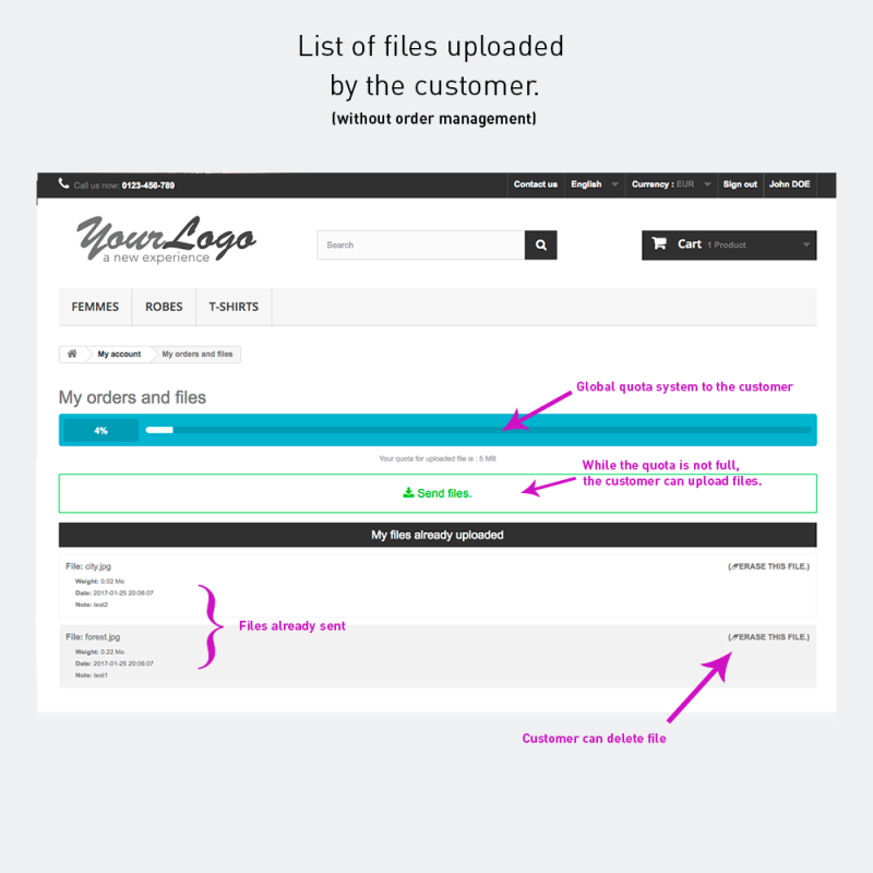 Upload files by customer