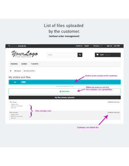 Upload files by customer