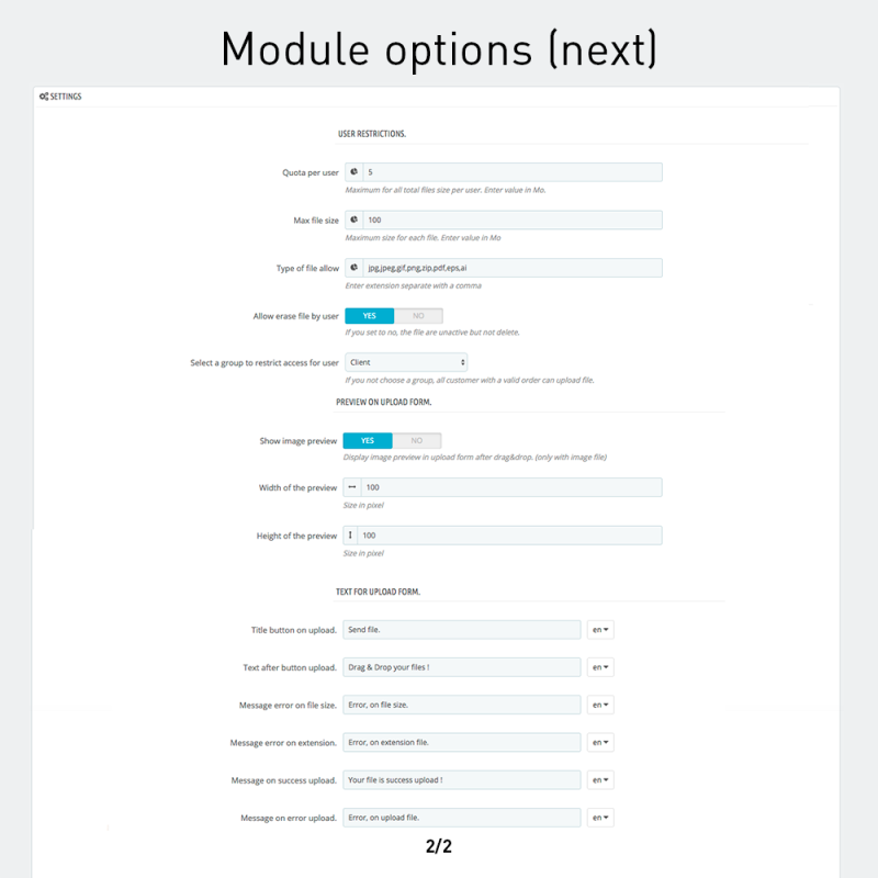 Upload files by customer