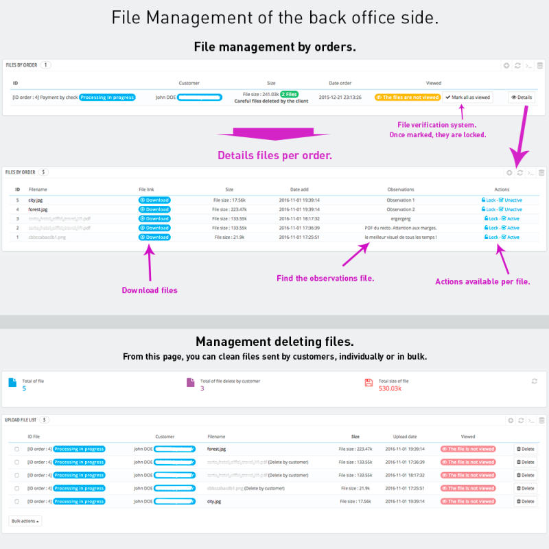 Upload files by customer