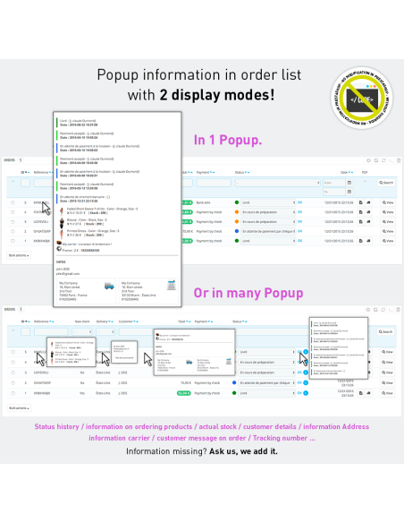 Plus d'infos sur les commandes
