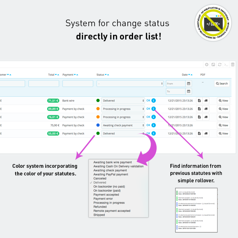 Plus d'infos sur les commandes