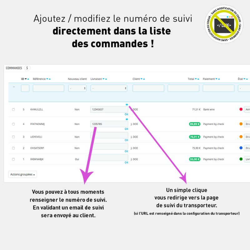 Plus d'infos sur les commandes