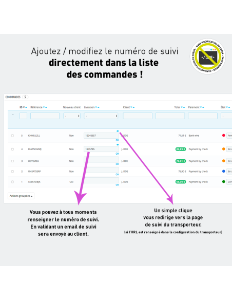 Plus d'infos sur les commandes