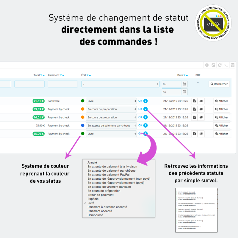 Plus d'infos sur les commandes