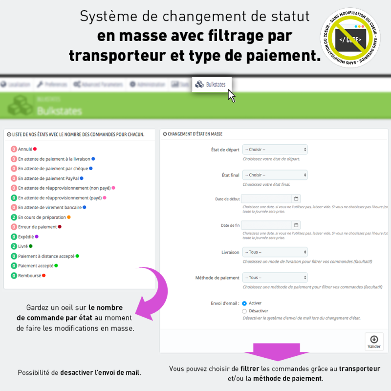 Plus d'infos sur les commandes